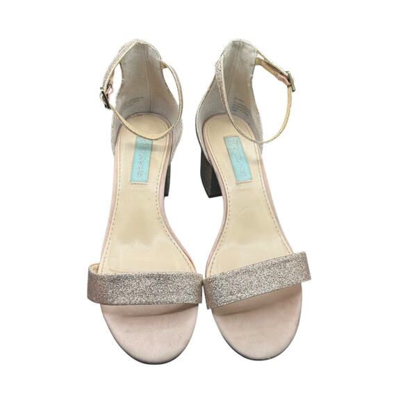 Betsy Johnson SB-MIRI Gold Glitter Block Heel Ankle Strap Sandals Women’s 7 - Picture 10 of 11